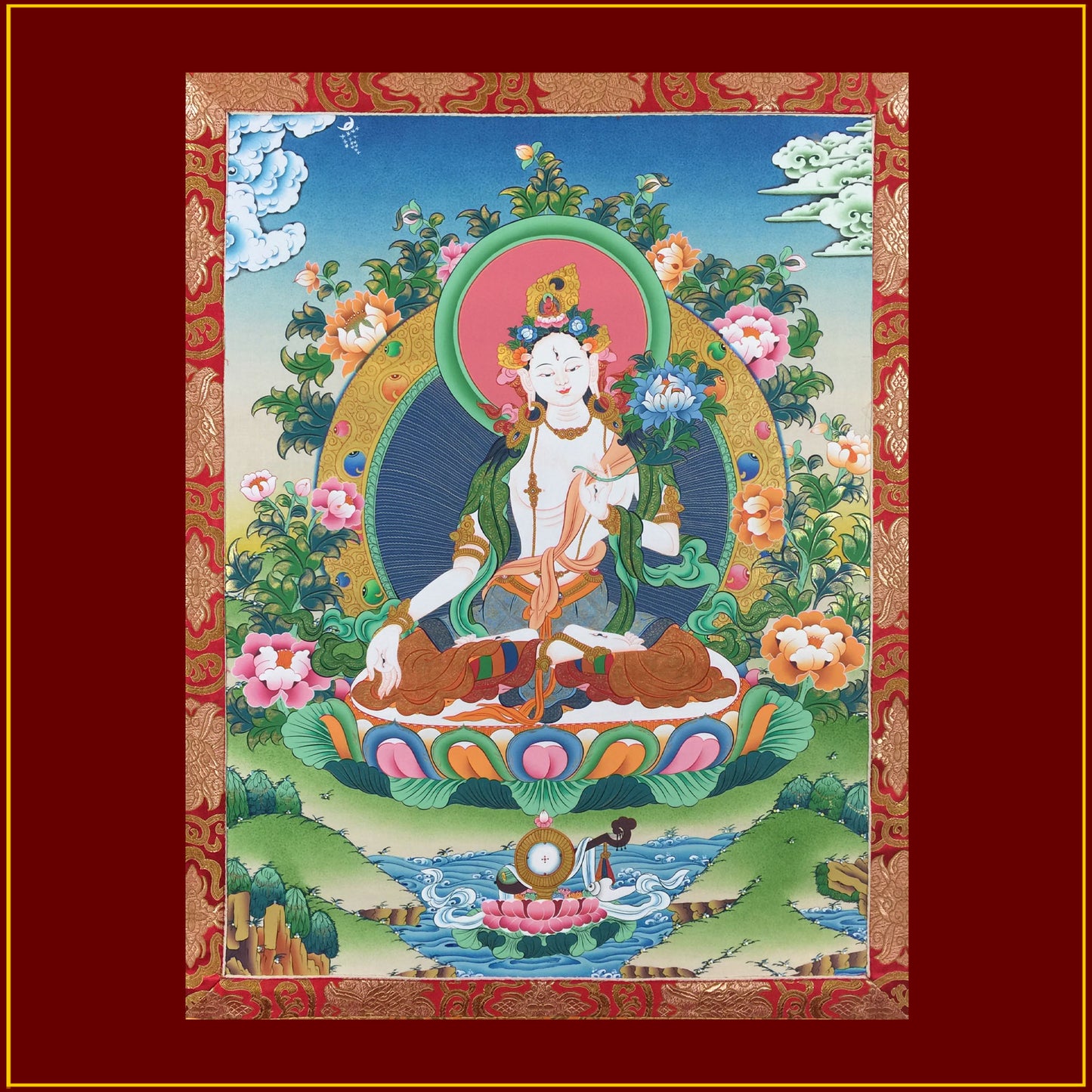 White Tara Thangka 28 in x 52 in