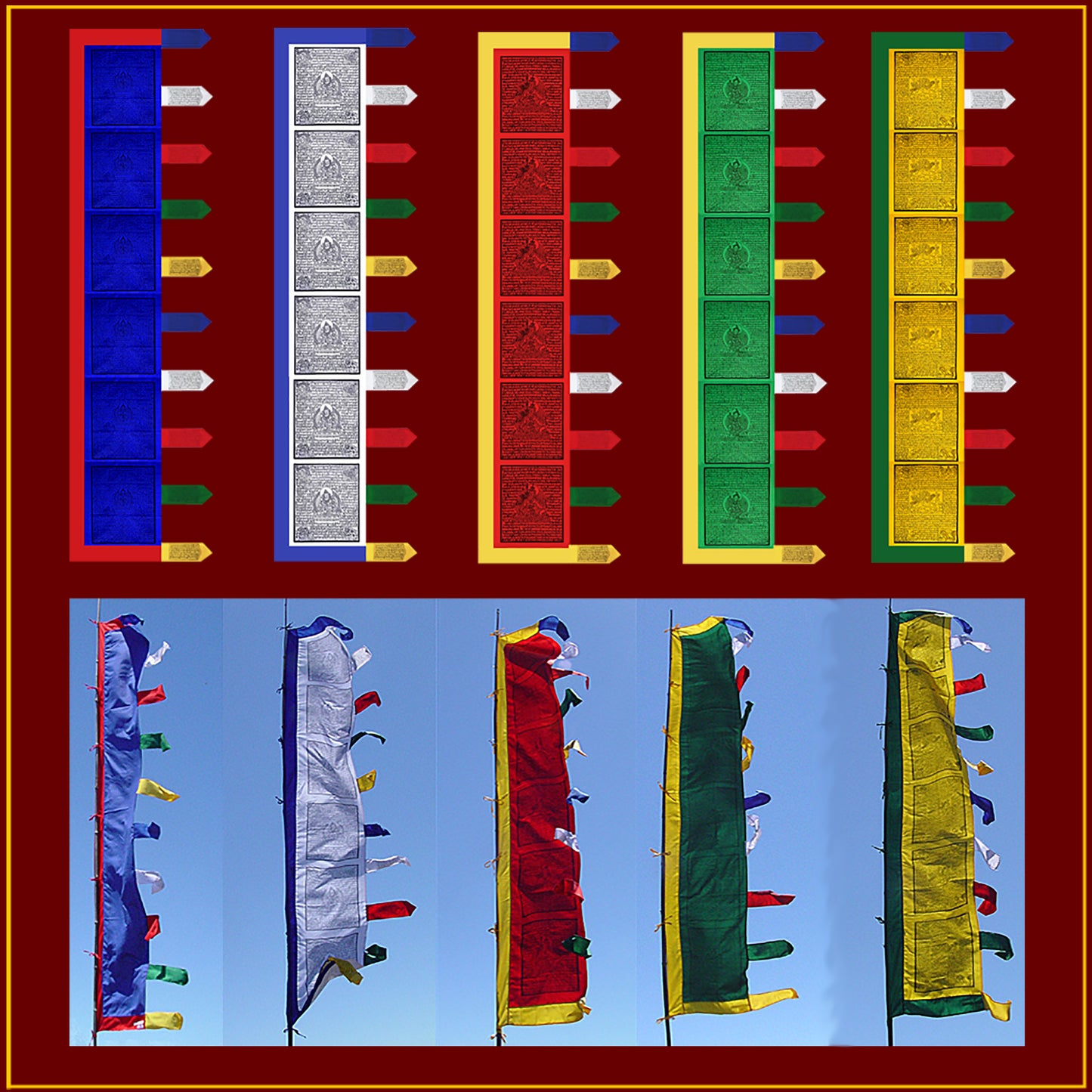 9 foot - Set of 5 Prayer Flags