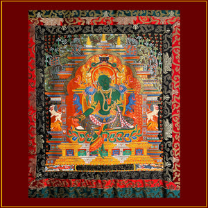 Green Tara Thangka Painting - Newari Style