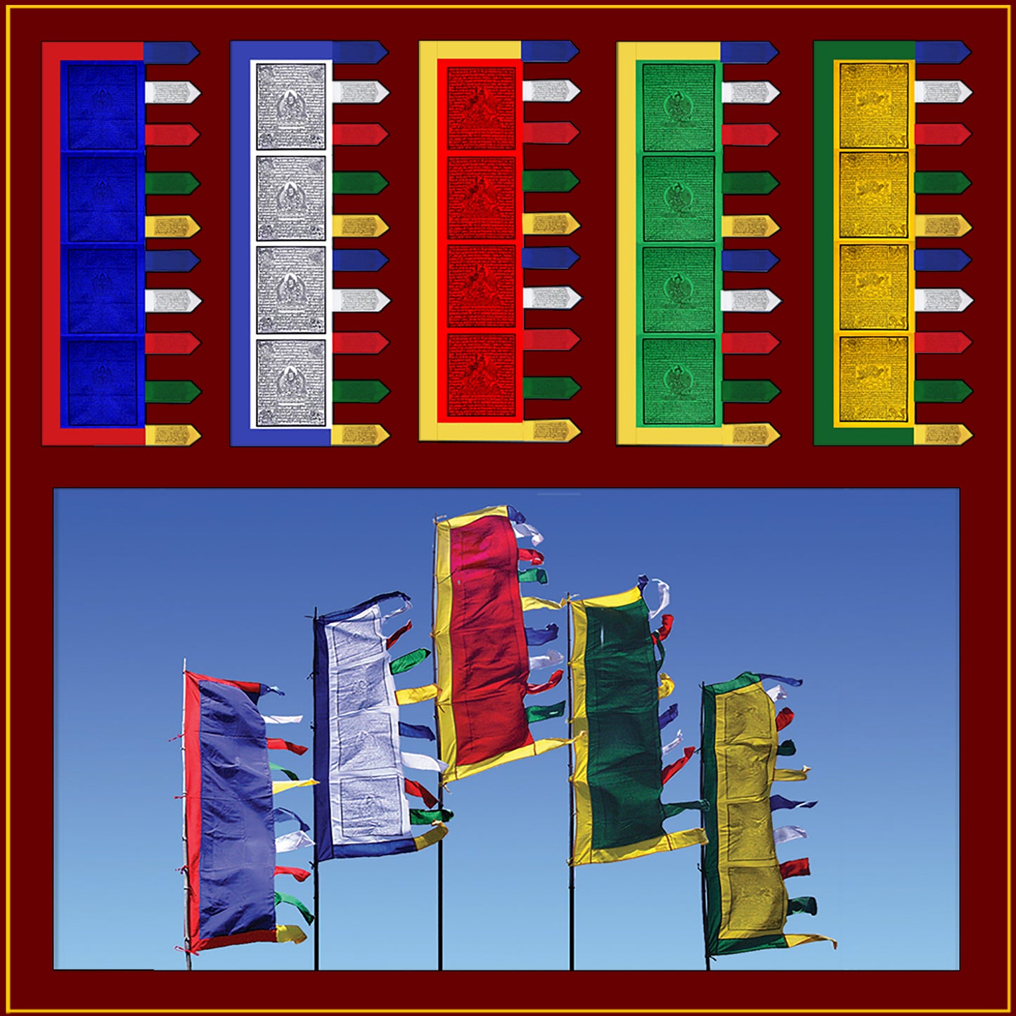 6 foot - Set of 5 Prayer Flags