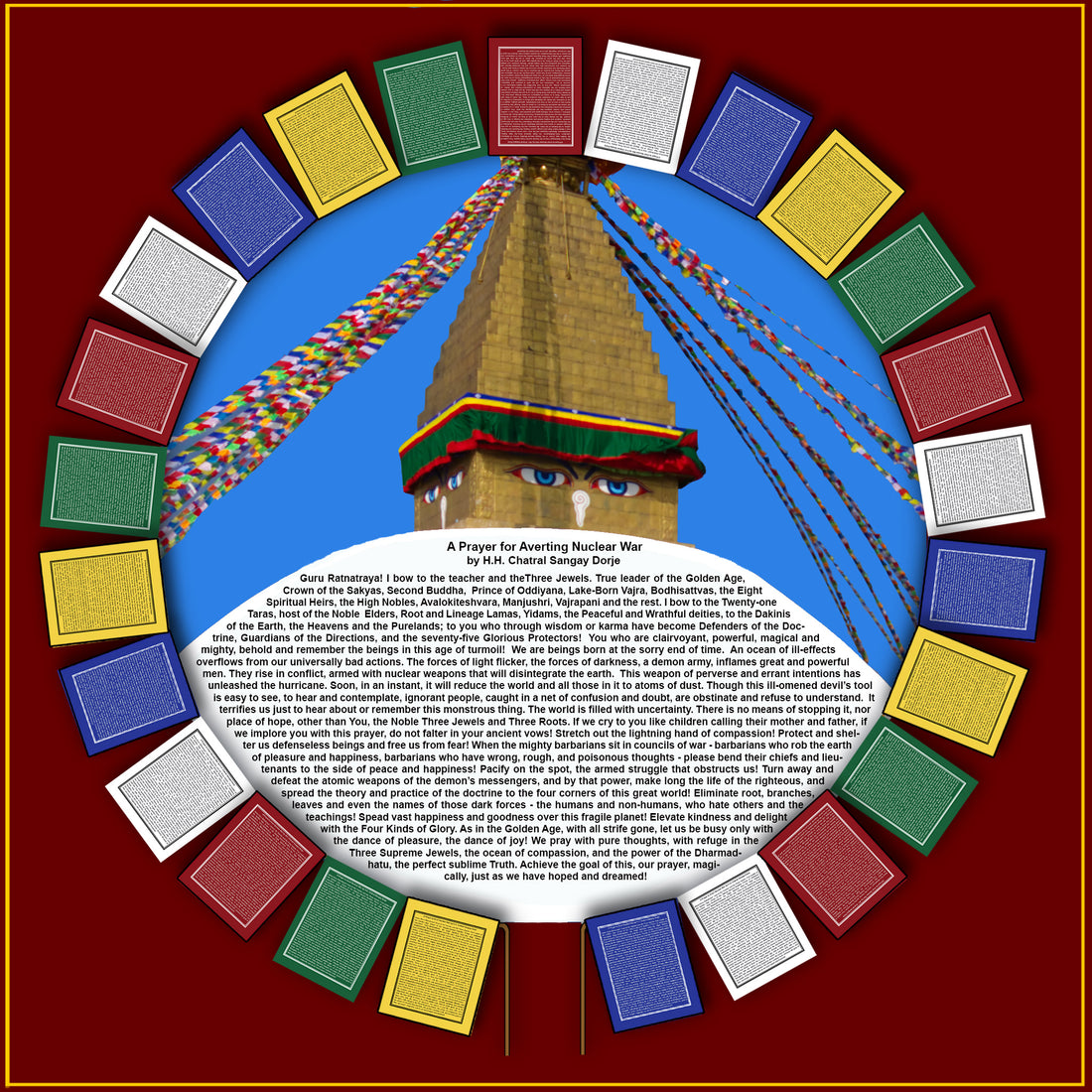 PRAYER FOR AVERTING NUCLEAR WAR (English)  SET OF 25 FLAGS - 30' long