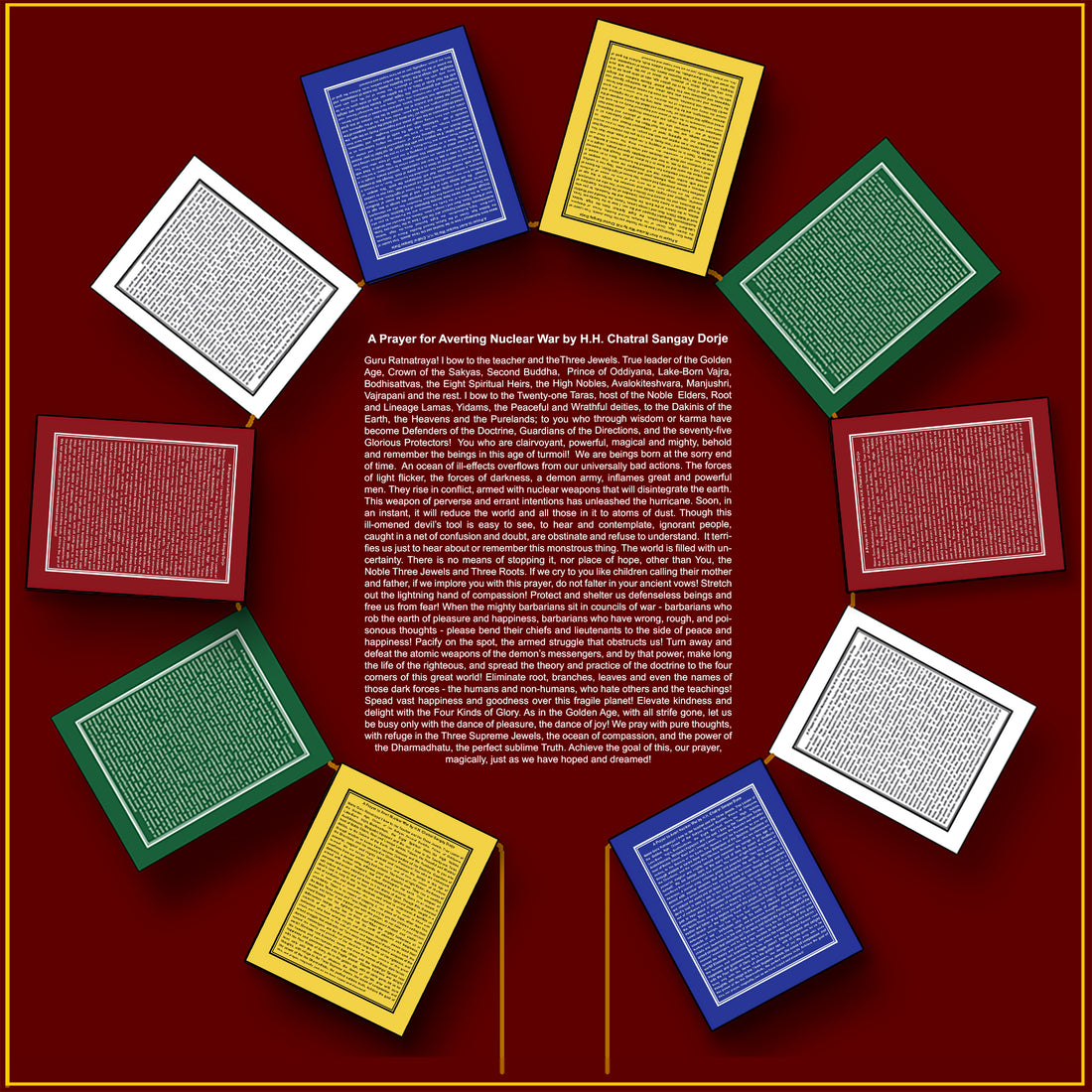 PRAYER FOR AVERTING NUCLEAR WAR (English)  SET OF 10 FLAGS - 14' long