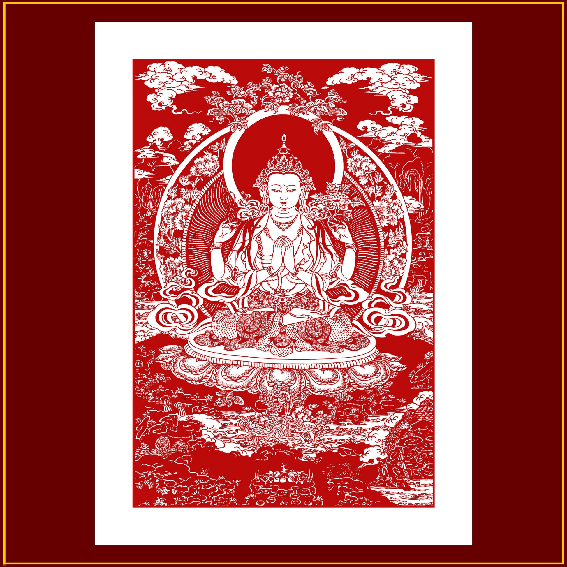 4-Armed Chenrezig (15"x 21") - On Sale during November 2024 !