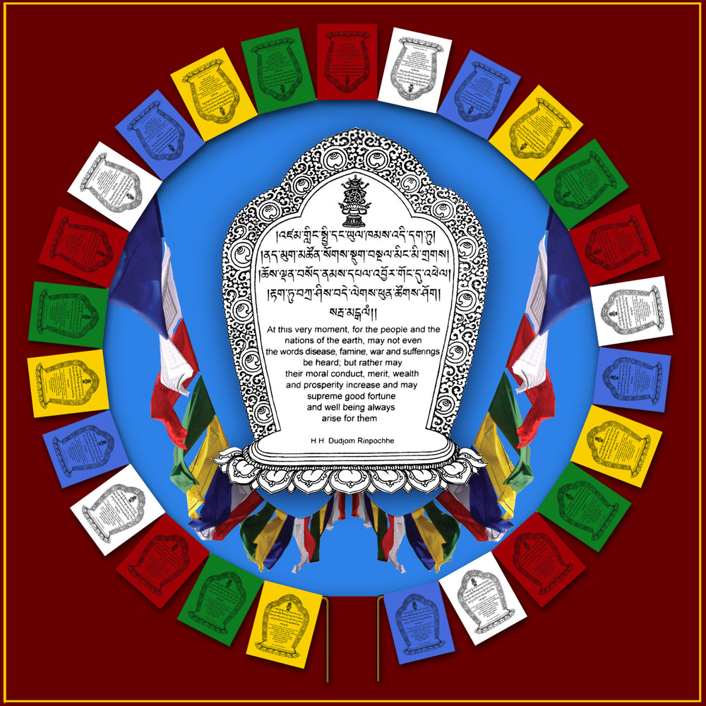 World Peace Prayer Flags - 25 World Peace Flags on a rope (17 ft. long)
